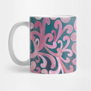 Pink Paisley on Green Mug